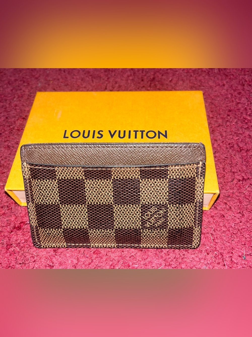 Louis Vuitton Damier Ebene Card Holder - Dark Brown & Tan